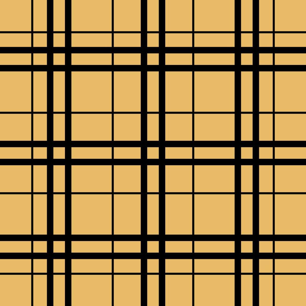 Plaid seamless pattern. Vector fabric print template. Scottish style gingham ornament. Geometric striped carpet background. Checkered black and beige backdrop.