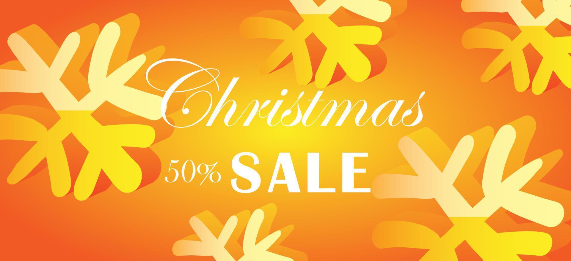 Christmas sale web banner with gold metallic sunflakes. Marketing promotion background. December winter season. vector