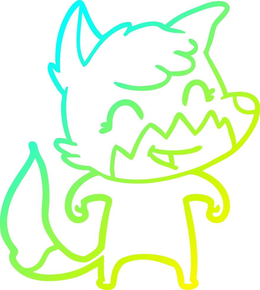 cold gradient line drawing happy cartoon fox vector