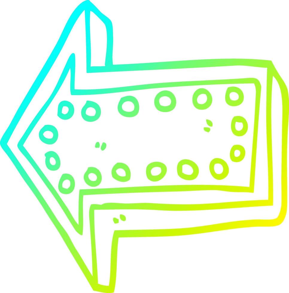 cold gradient line drawing cartoon arrow pointing direction vector
