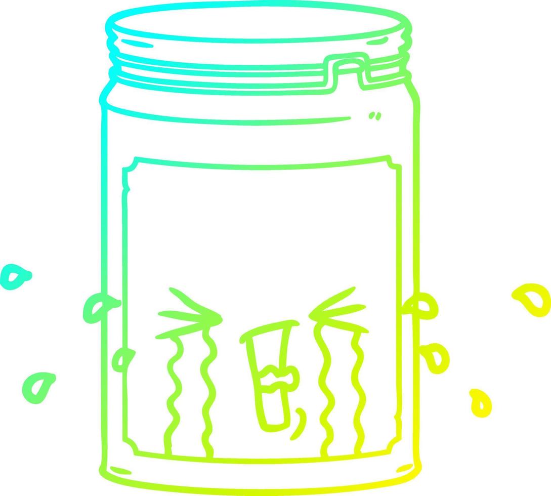 cold gradient line drawing cartoon glass jar vector