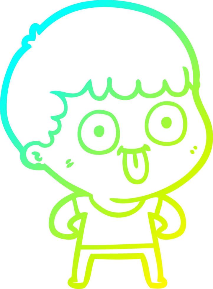 cold gradient line drawing cartoon man staring vector