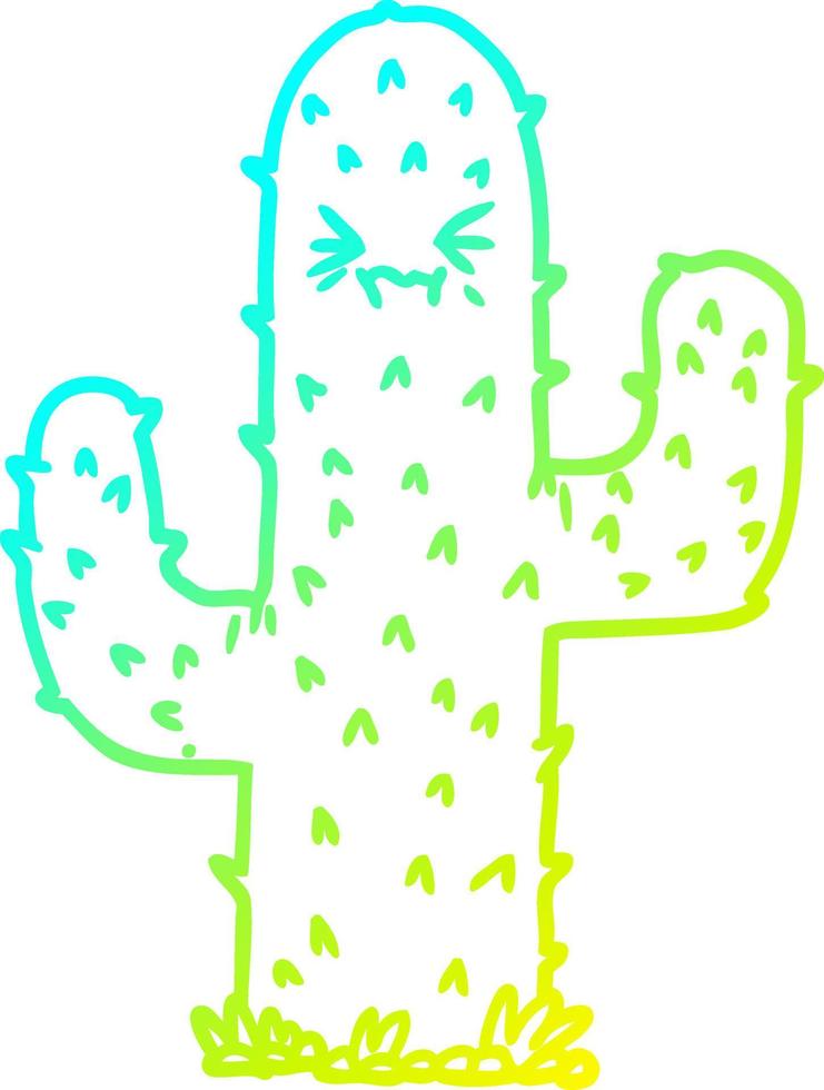 cold gradient line drawing cartoon cactus vector