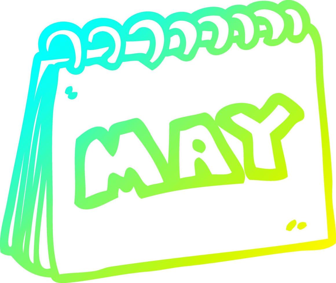 cold gradient line drawing cartoon calendar showing month of may vector