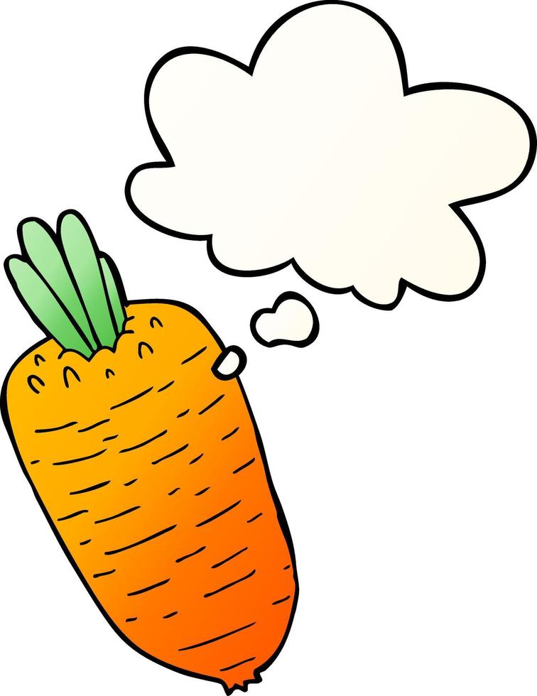 cartoon vegetable and thought bubble in smooth gradient style vector