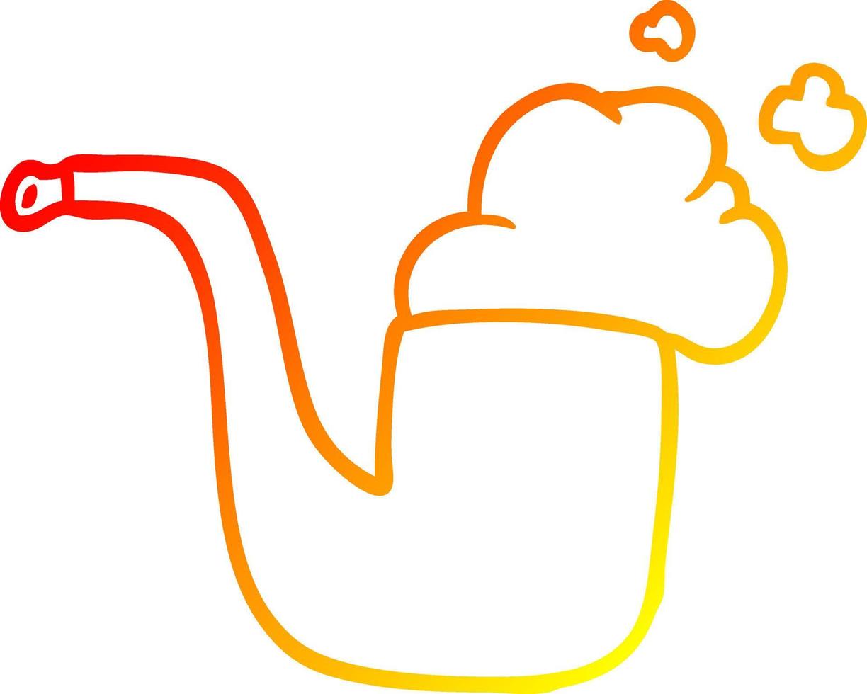 warm gradient line drawing old smoking pipe vector
