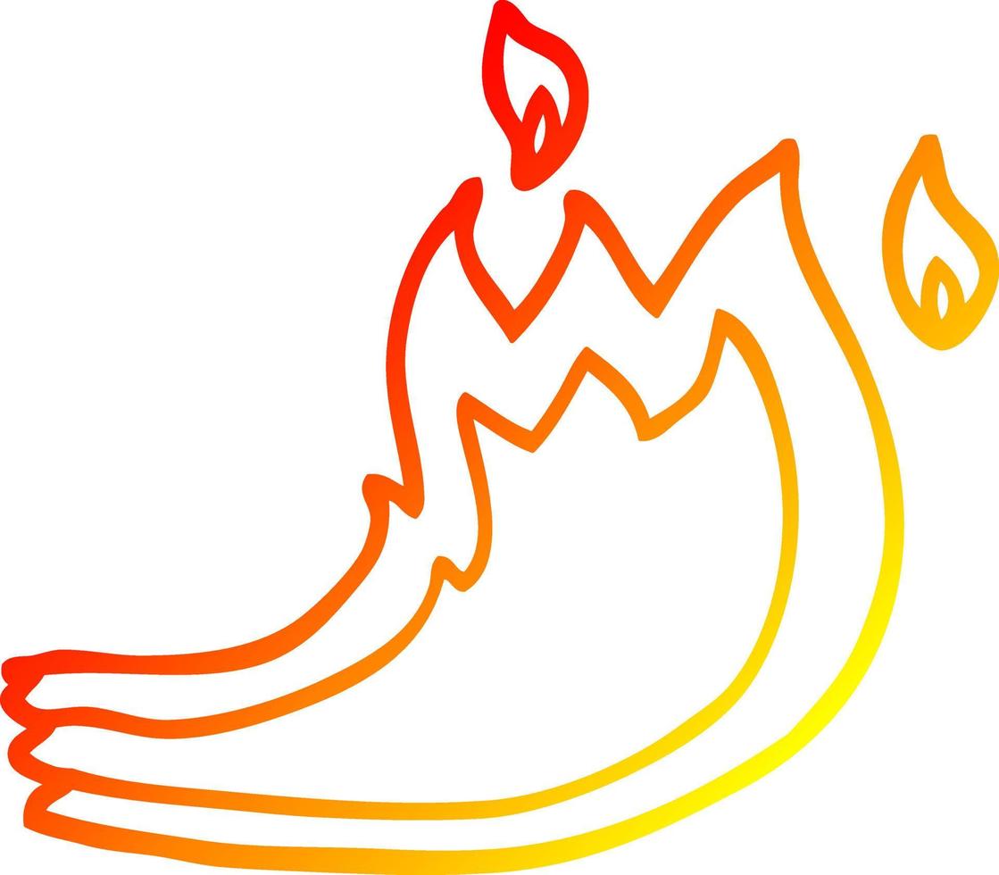 warm gradient line drawing cartoon fire flame vector