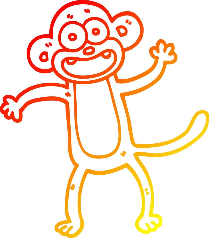 warm gradient line drawing cartoon crazy monkey vector