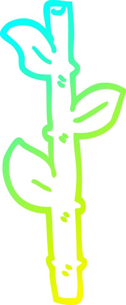 cold gradient line drawing cartoon bamboo vector