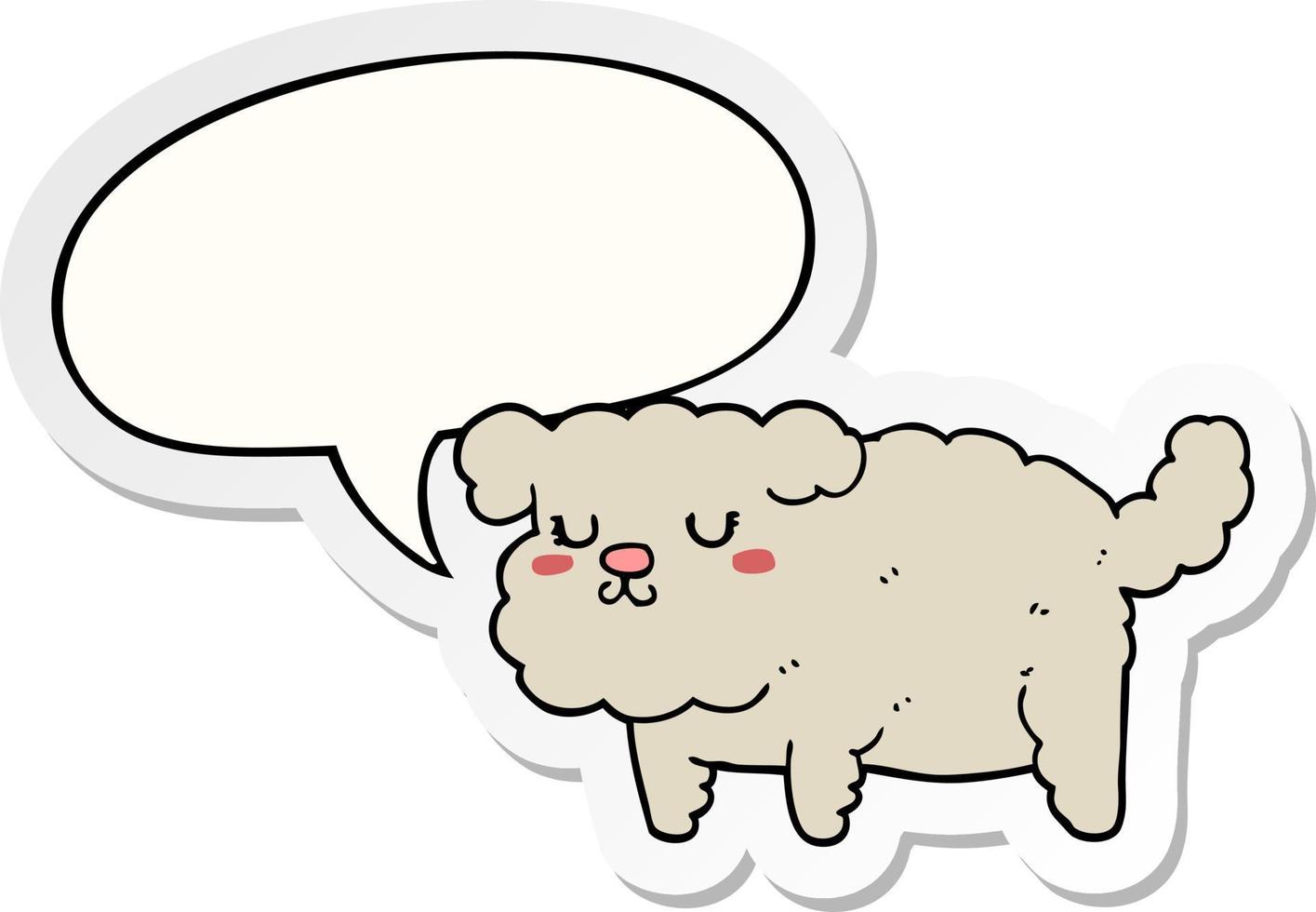 cartoon dog and speech bubble sticker vector