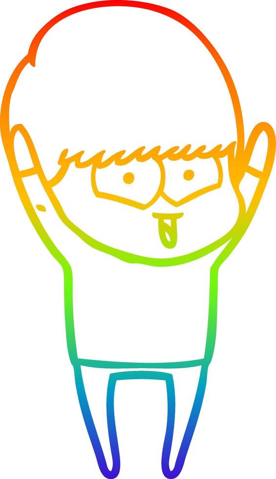 rainbow gradient line drawing cartoon happy boy vector