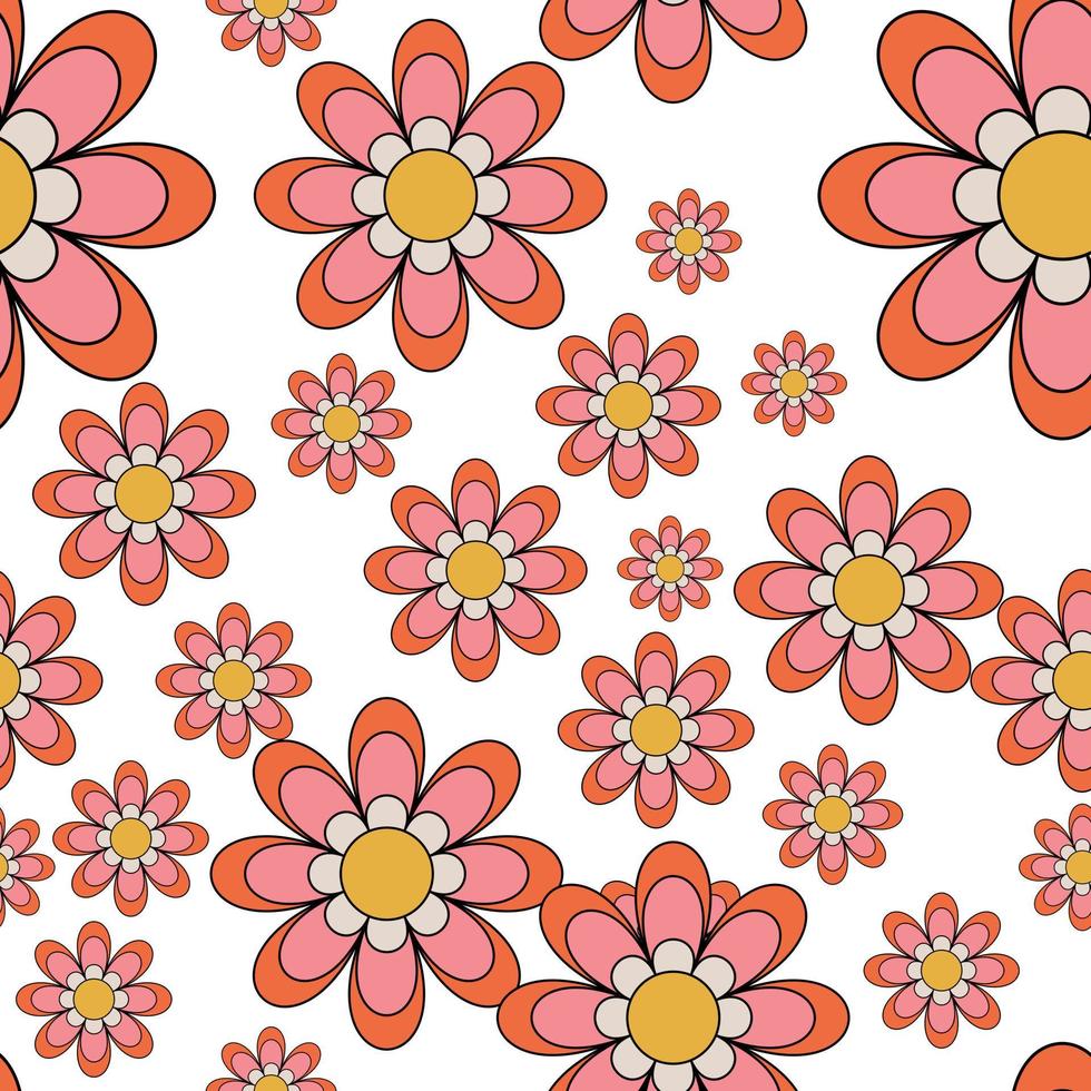 Cool Abstract Groovy Flower Pattern Y2k Style. Trendy Funky Backgrounds vector