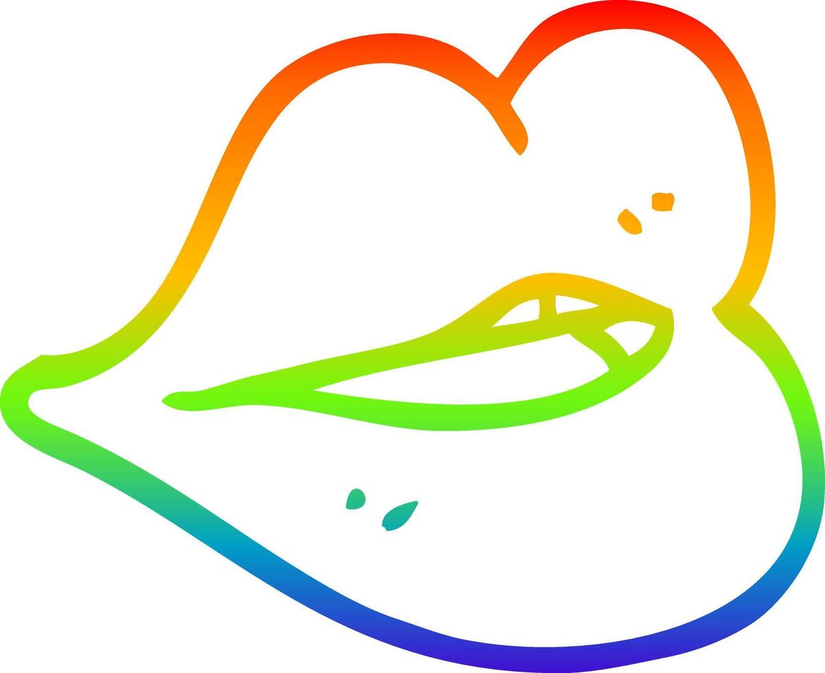 rainbow gradient line drawing cartoon red lips vector