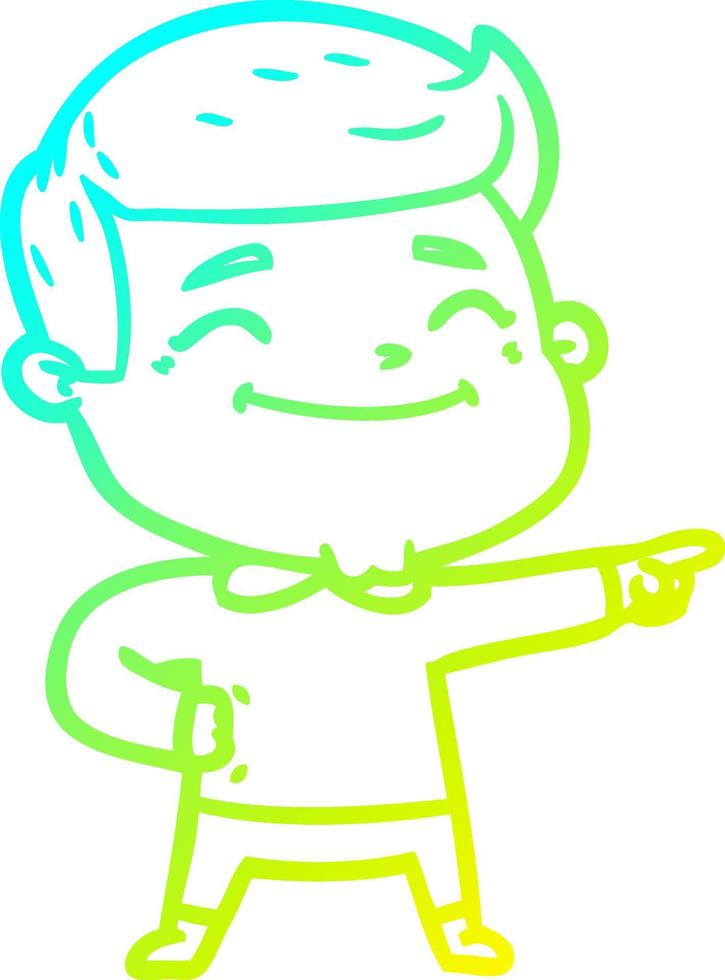 cold gradient line drawing happy cartoon man vector