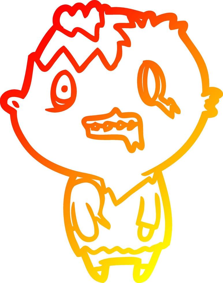 warm gradient line drawing Cartoon zombie vector