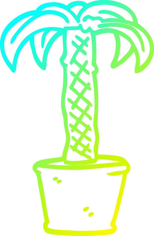 cold gradient line drawing cartoon potted plant vector