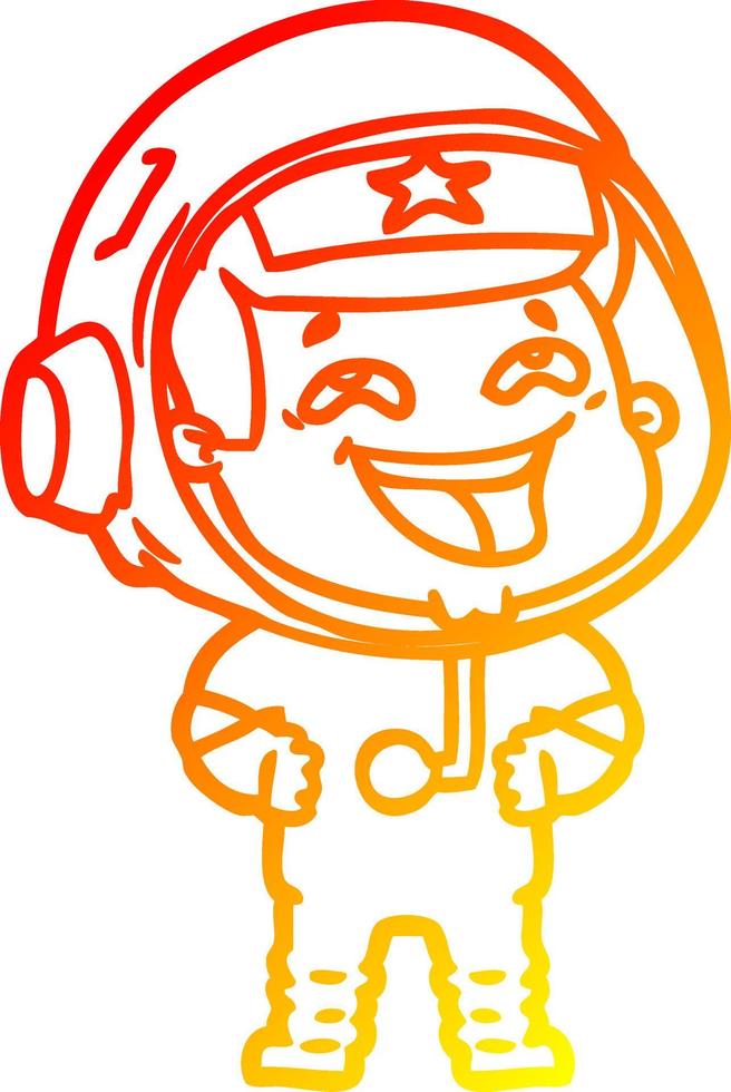 warm gradient line drawing cartoon laughing astronaut vector