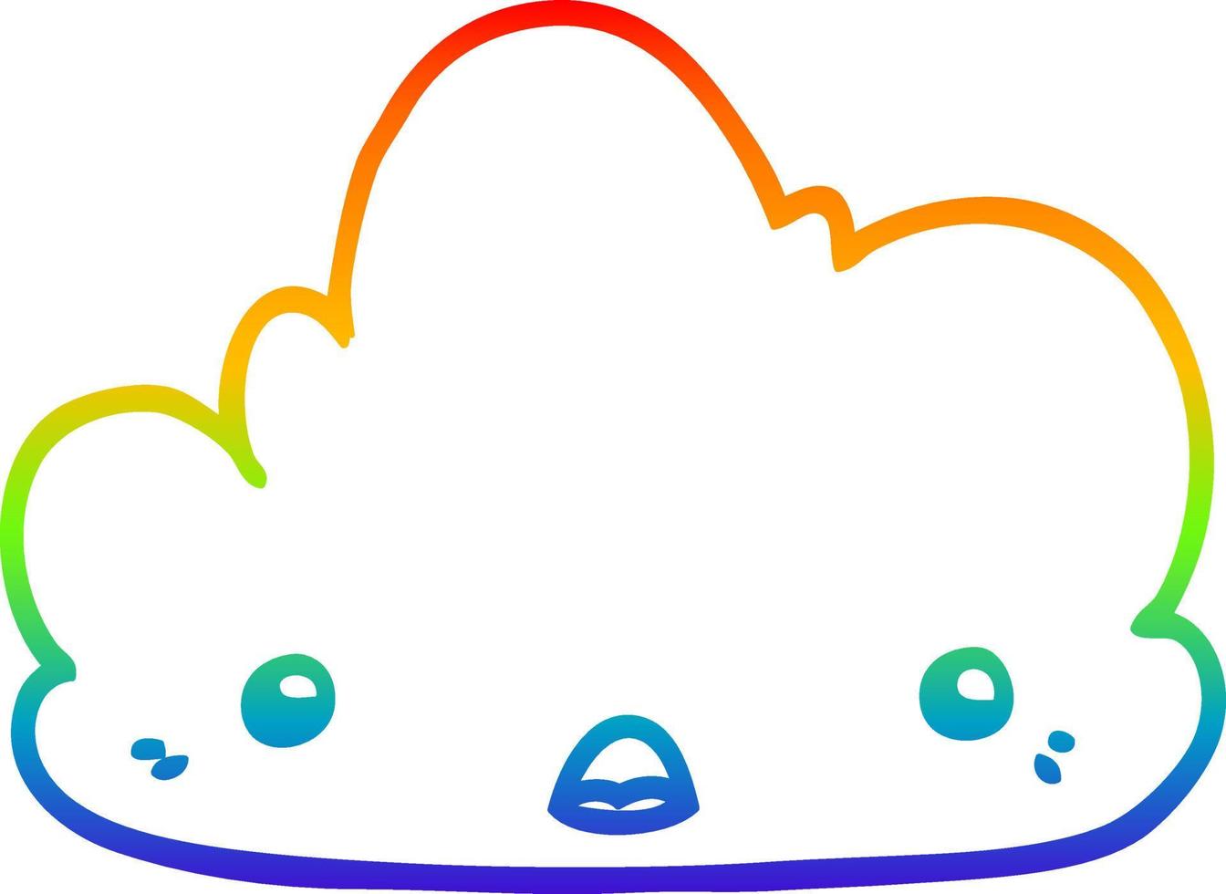 rainbow gradient line drawing cute cartoon cloud vector