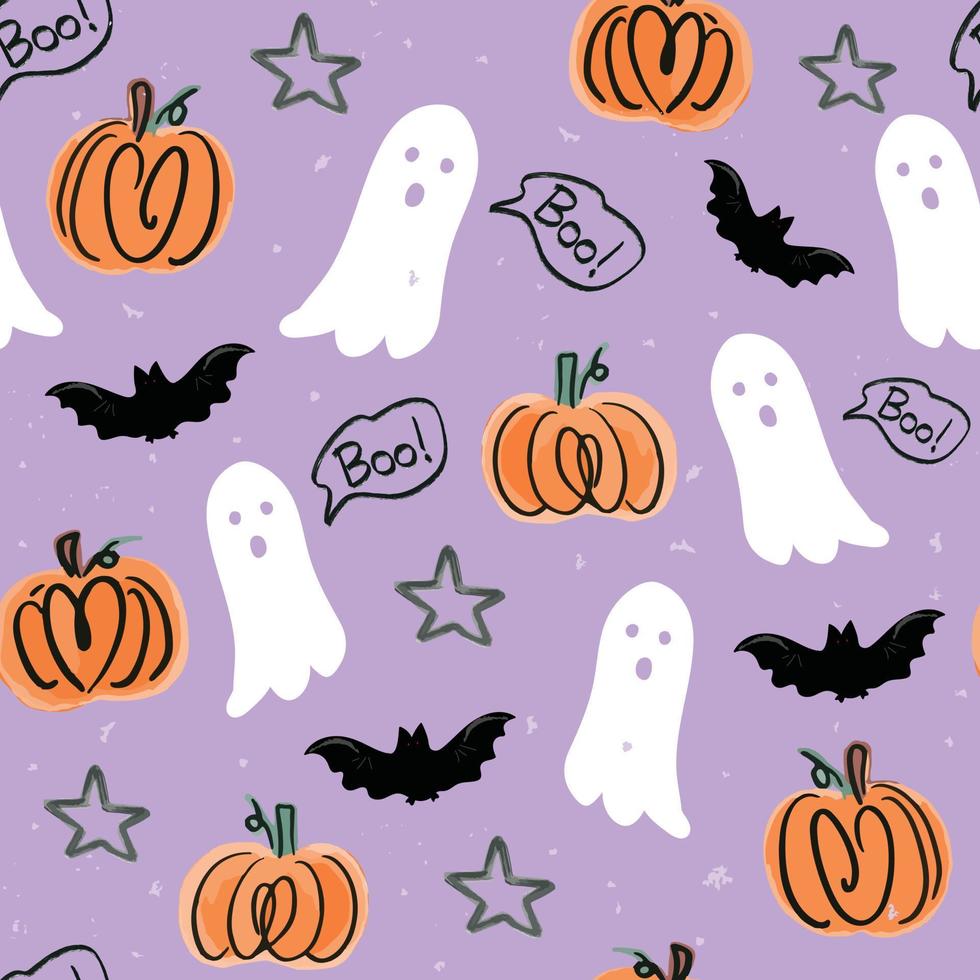 Cute haloween cartoon seamless pattern vector