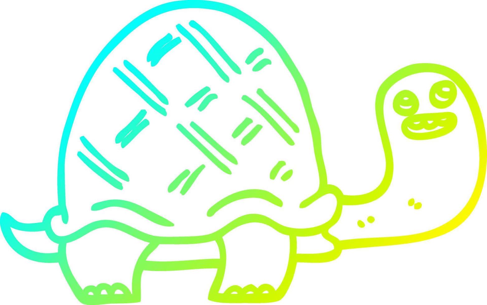 línea de gradiente frío dibujo tortuga feliz de dibujos animados vector
