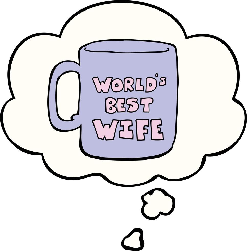 worlds best wife mug and thought bubble vector