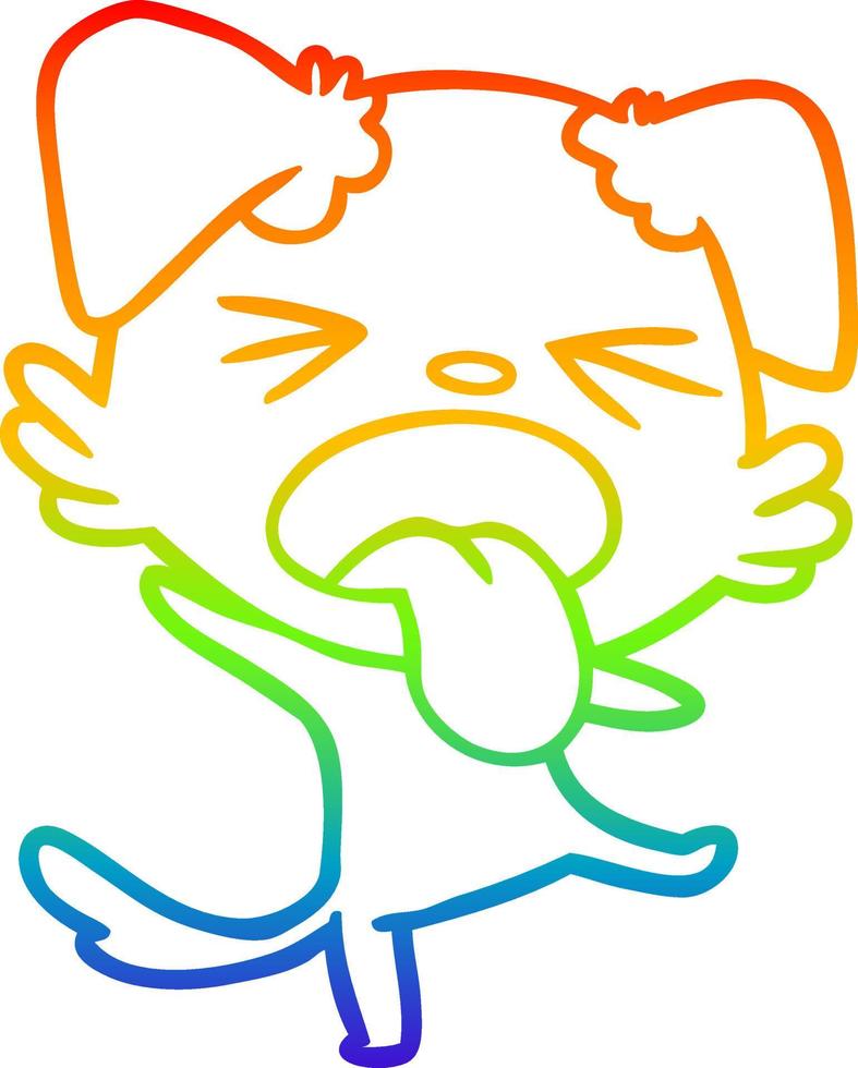 rainbow gradient line drawing cartoon disgusted dog vector