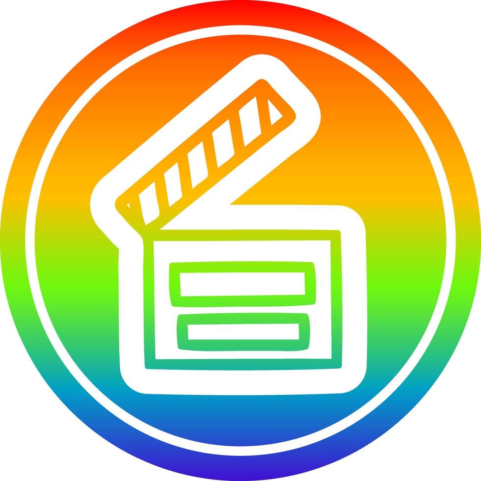 movie clapper board circular in rainbow spectrum vector