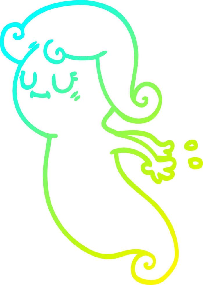 cold gradient line drawing cartoon ghost vector
