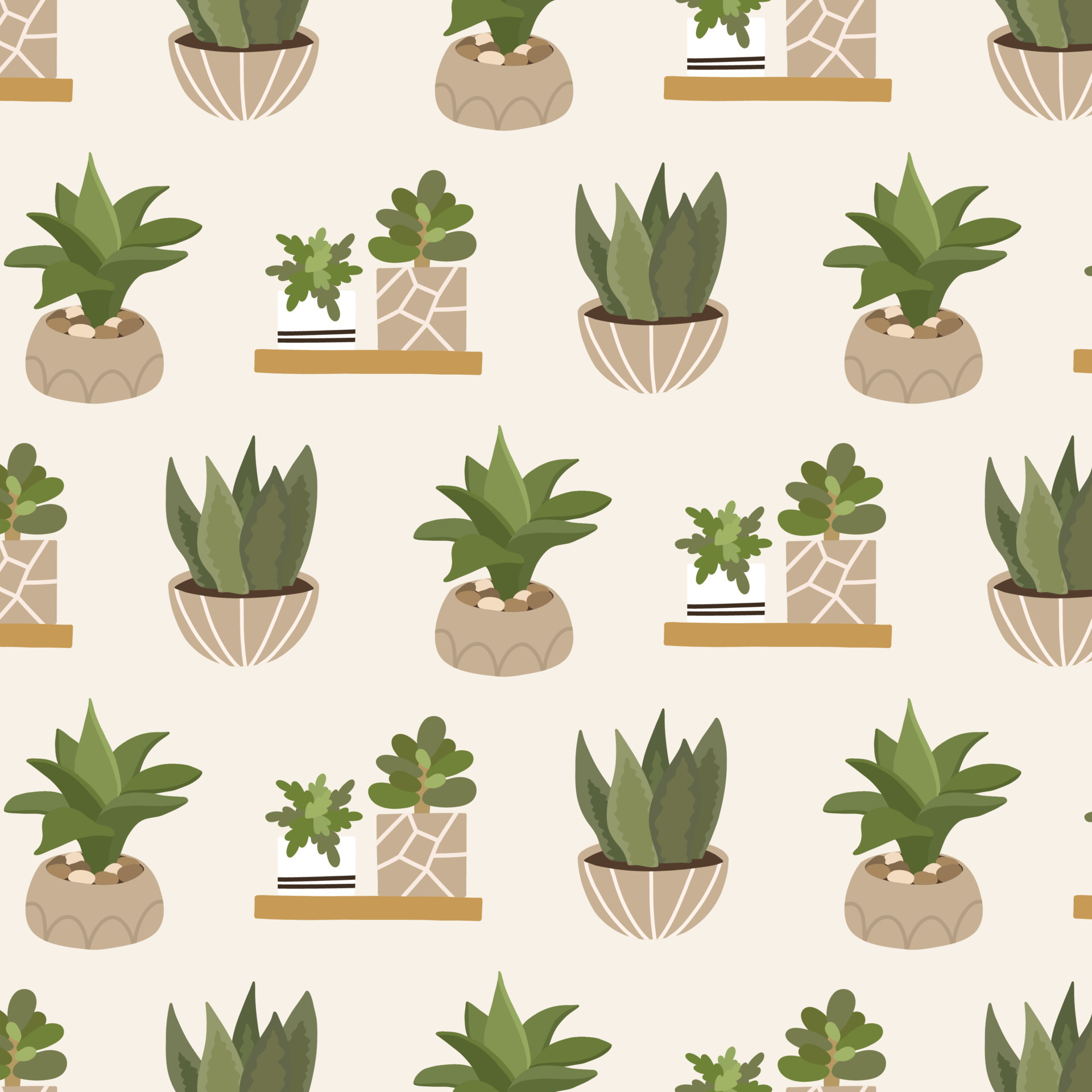 Trendy scandinavian boho seamless pattern with potted plants for home. Cozy home  garden background furnished in hygge style for textiles, postcards,  posters, invitations, design. 10503202 Vector Art at Vecteezy