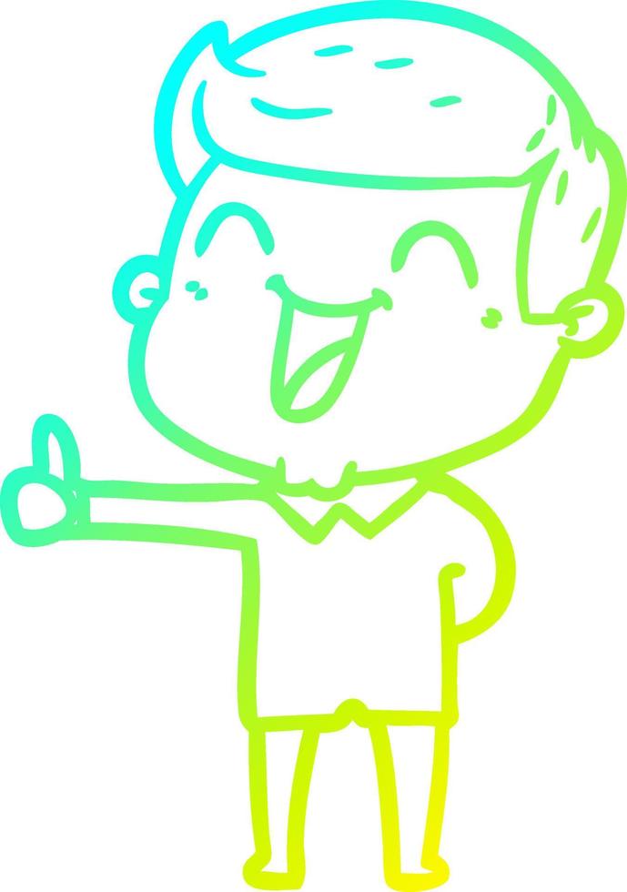 cold gradient line drawing cartoon man laughing vector