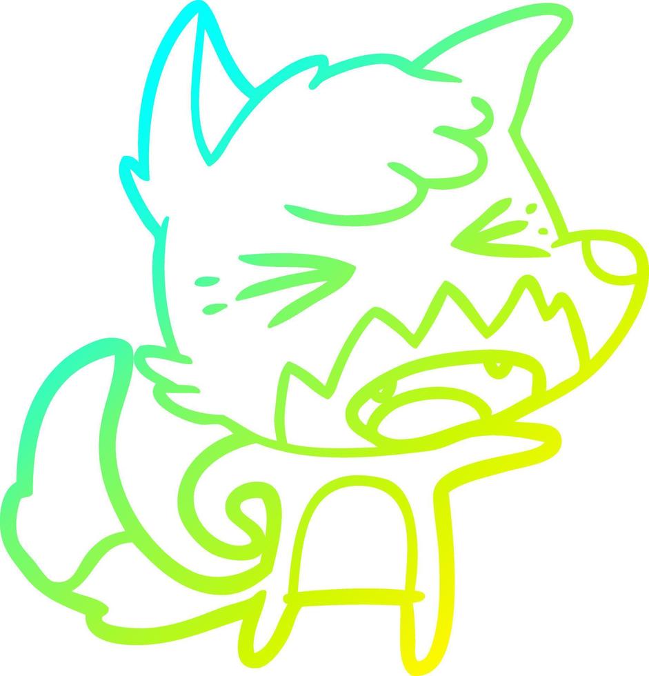 cold gradient line drawing angry cartoon fox vector