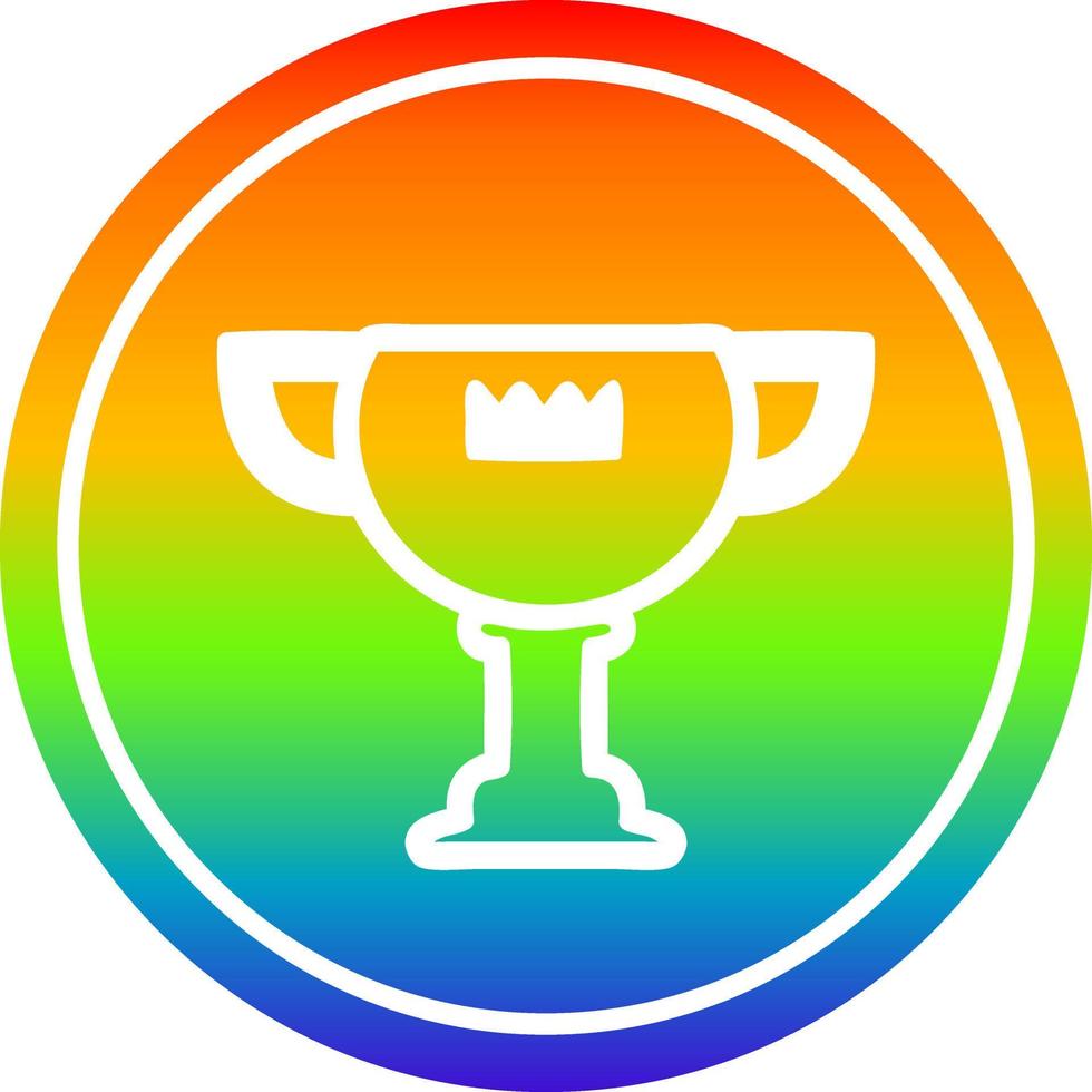 premio trofeo circular en el espectro del arco iris vector