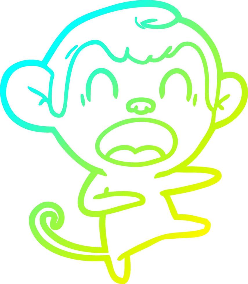 cold gradient line drawing shouting cartoon monkey dancing vector