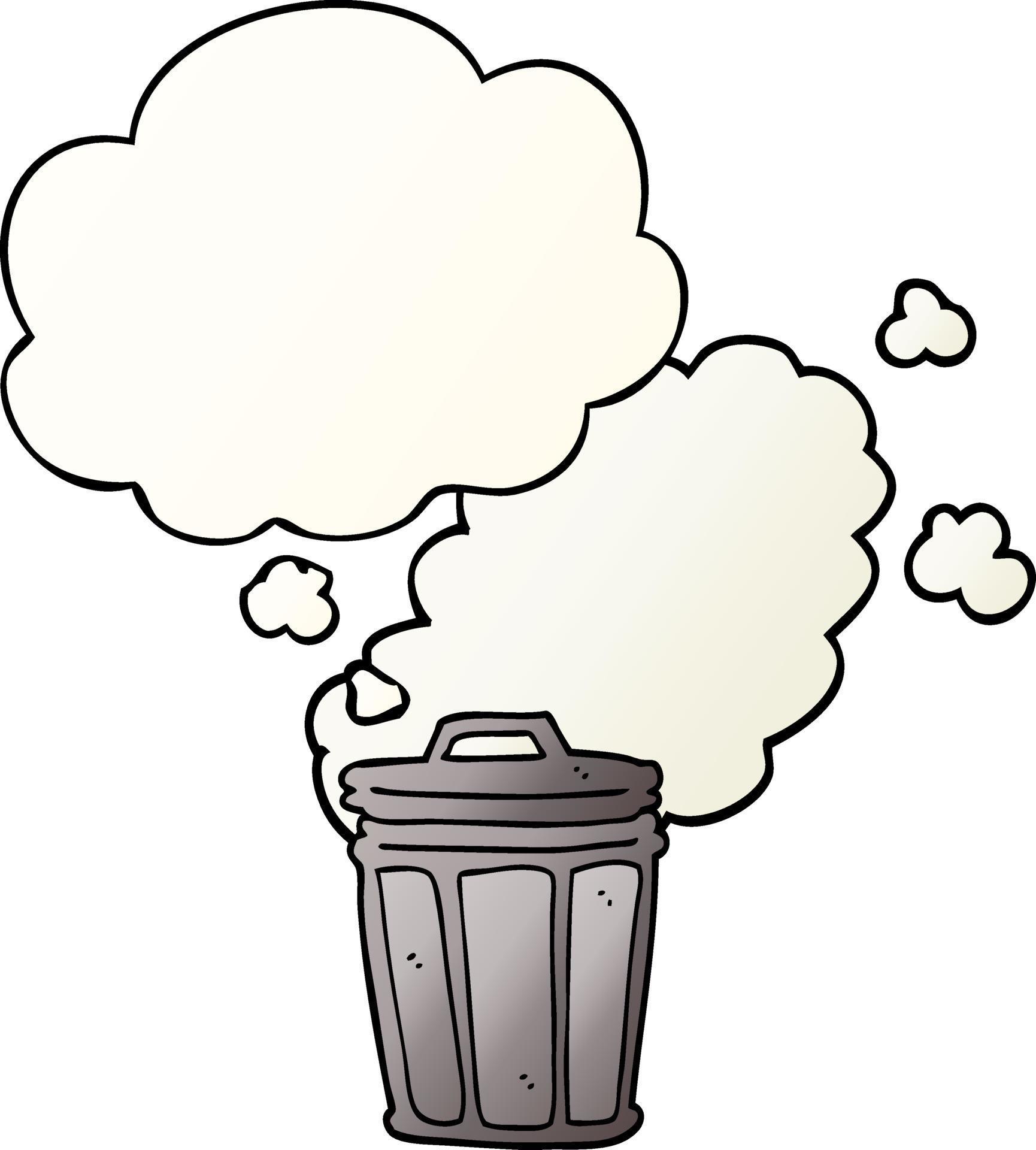 cartoon stinky garbage can and thought bubble in smooth gradient style 10503250 Vector Art at