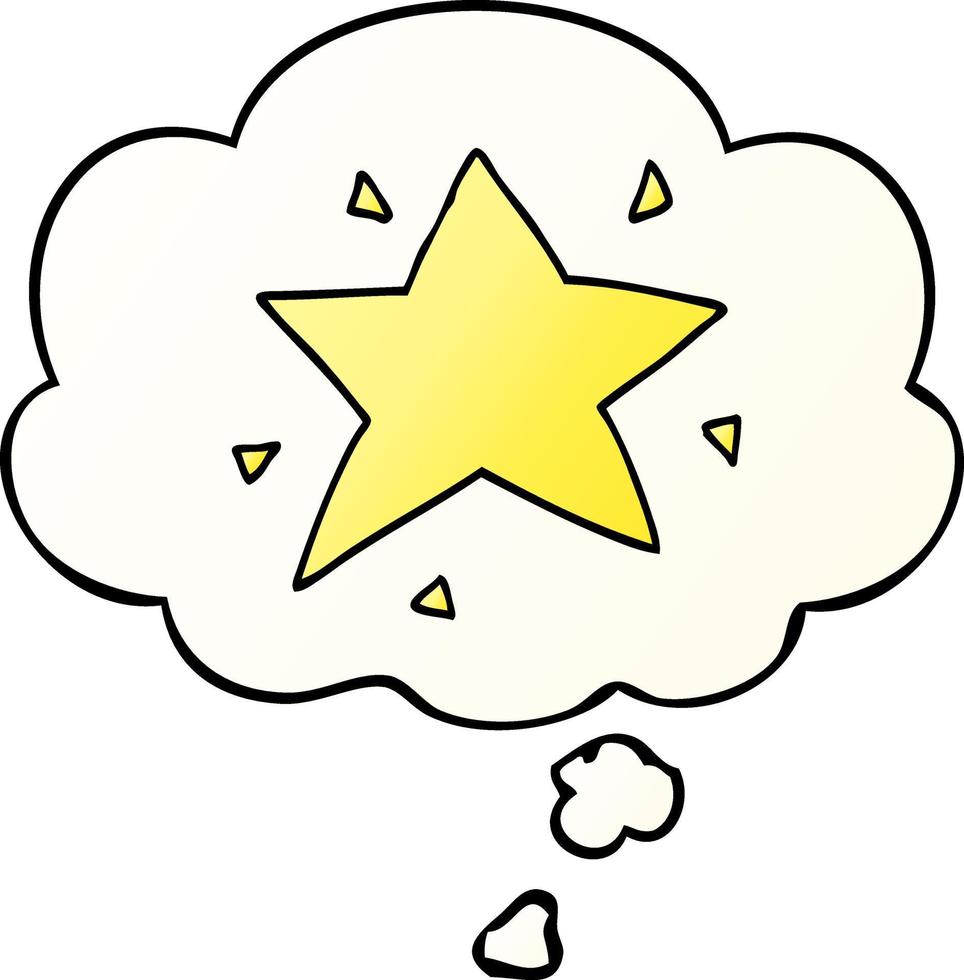 cartoon star and thought bubble in smooth gradient style vector