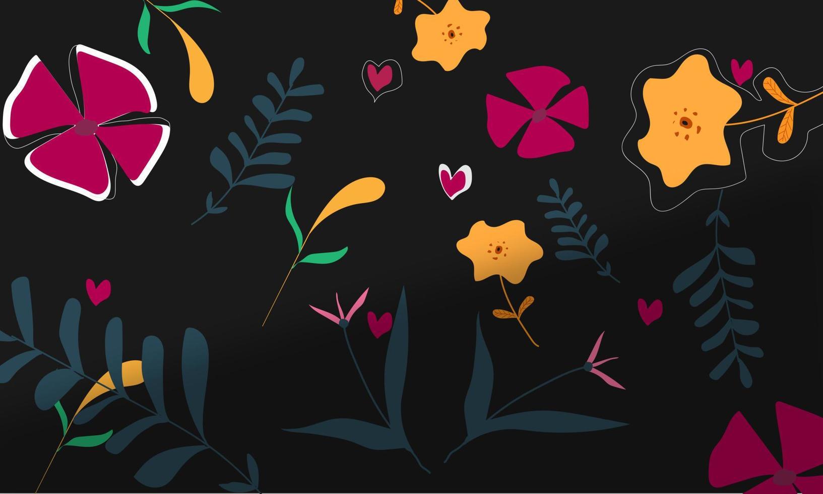 ilustración de fondo de fondo vectorial de lindo patrón de flores dibujado a mano sin problemas para un diseño colorido vector