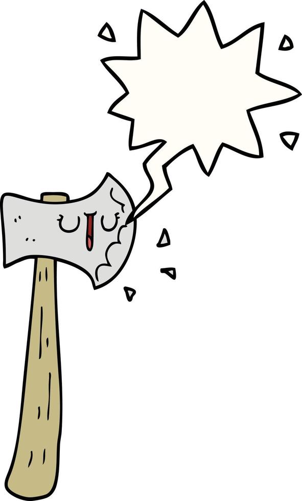 cartoon axe and speech bubble vector