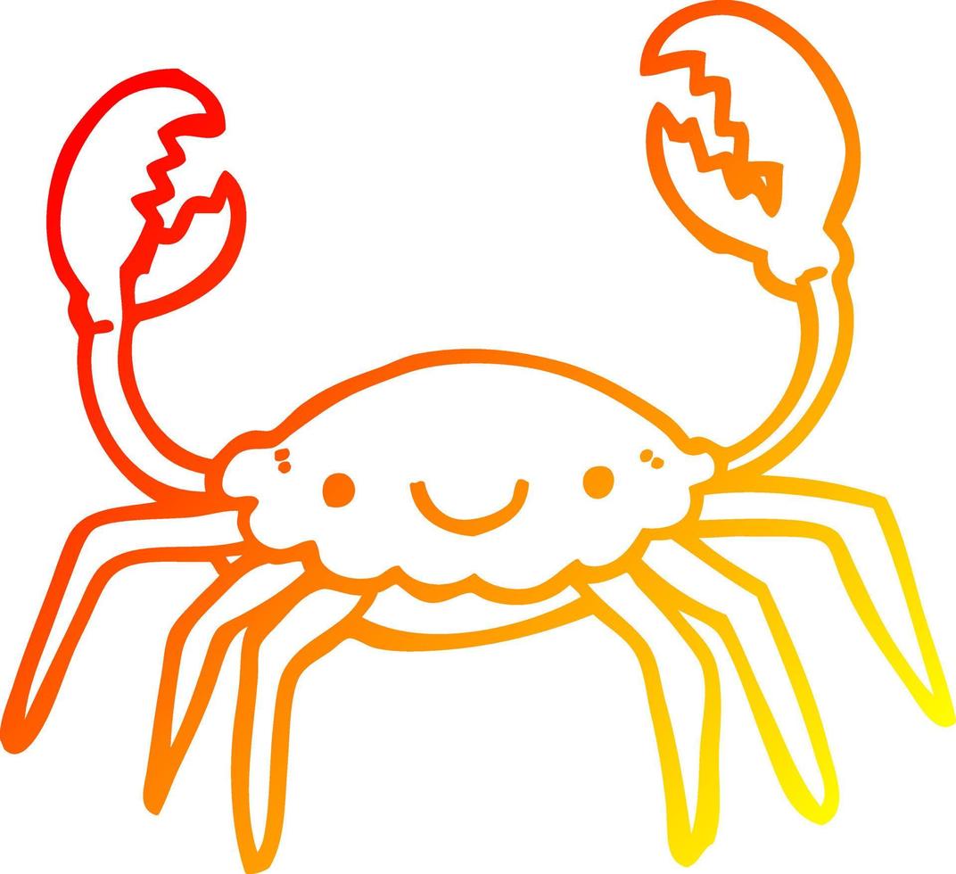 warm gradient line drawing cartoon crab vector