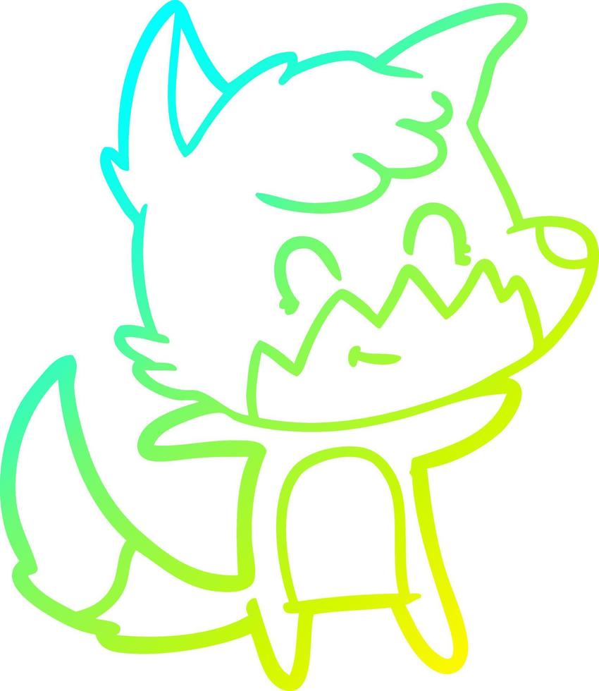 cold gradient line drawing cartoon friendly fox vector
