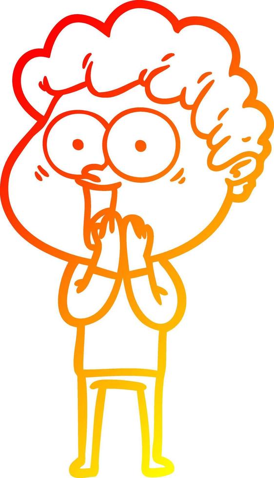warm gradient line drawing cartoon happy man vector