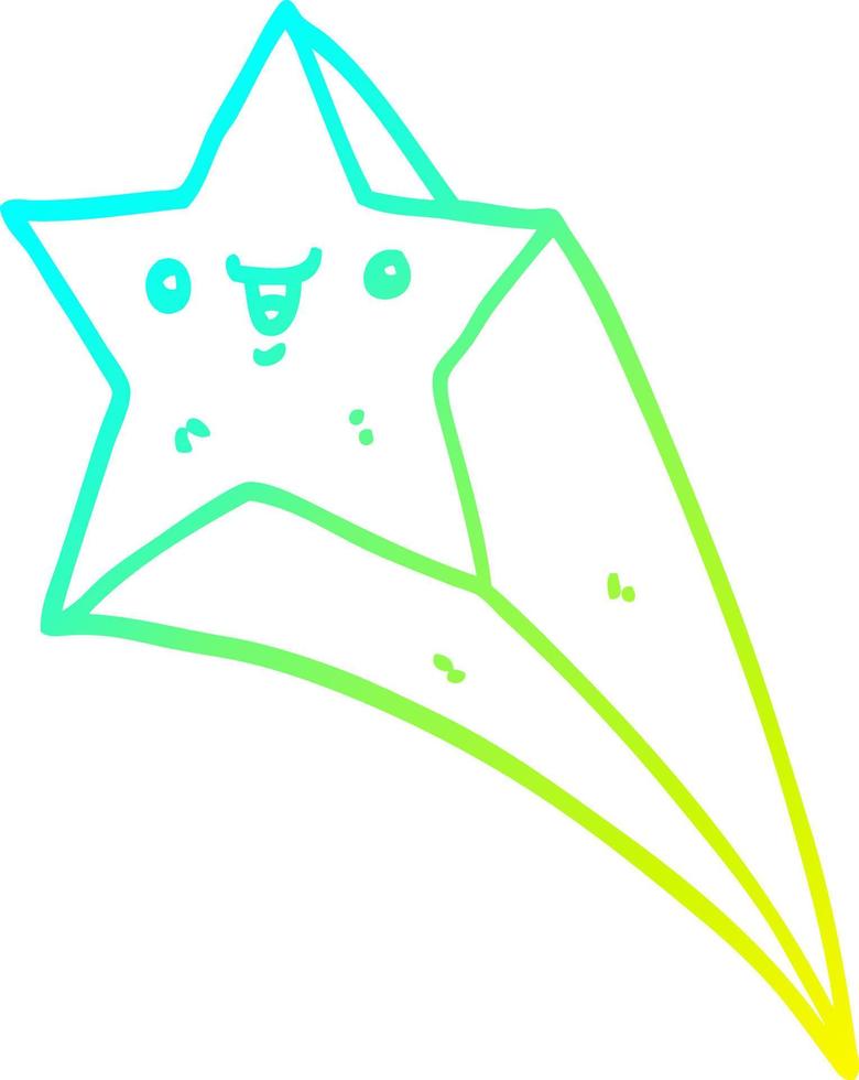 cold gradient line drawing cartoon shooting star vector