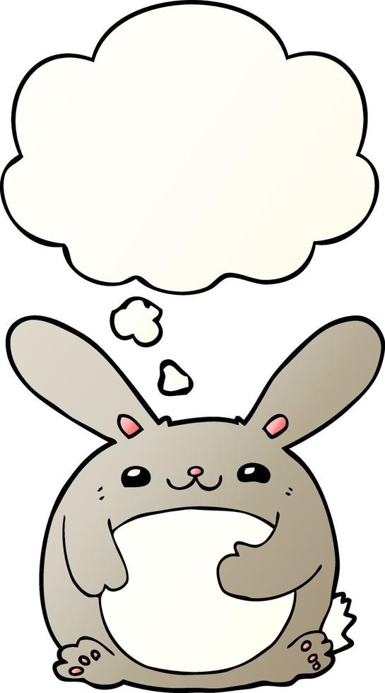 cartoon rabbit and thought bubble in smooth gradient style vector