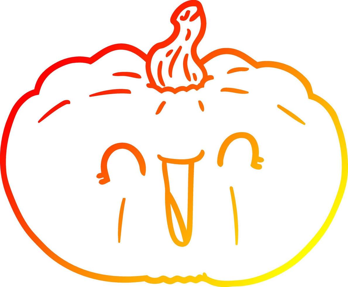 warm gradient line drawing cartoon pumpkin vector