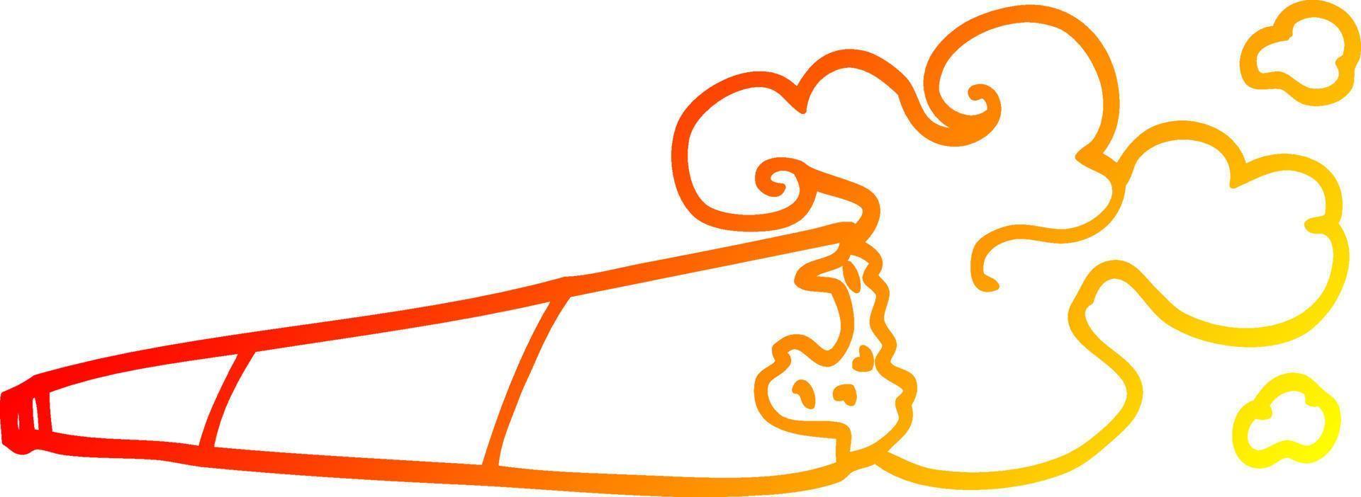 warm gradient line drawing cartoon rolled cigarette vector