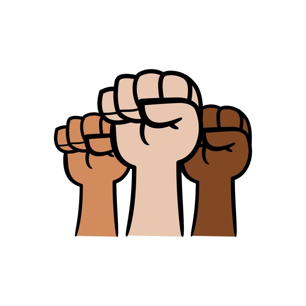 illustration of a three hand rises. labor day hand sign illustration. vector