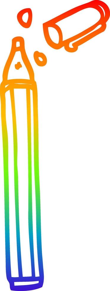 rainbow gradient line drawing cartoon office pen vector