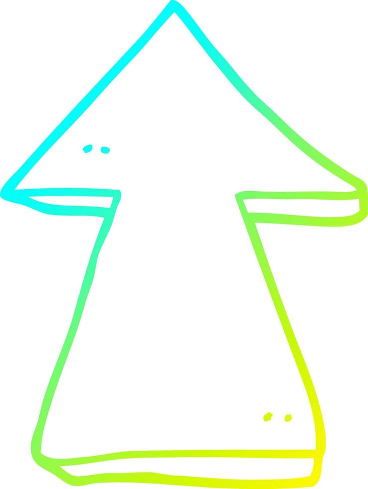 cold gradient line drawing cartoon pointing arrow vector