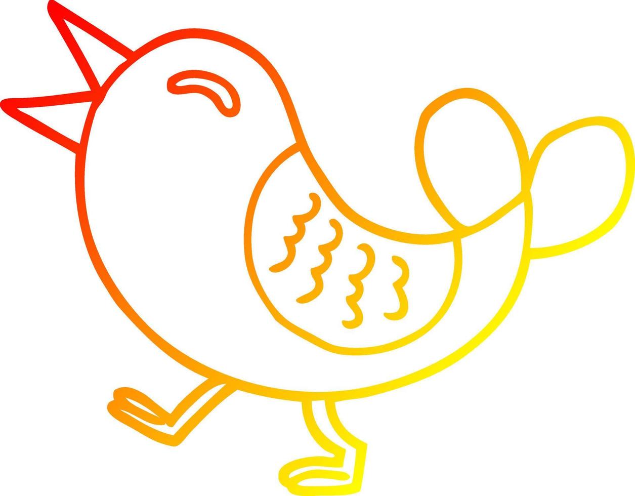 warm gradient line drawing cartoon red bird vector
