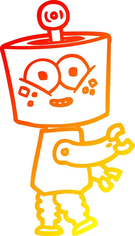 warm gradient line drawing happy cartoon robot vector