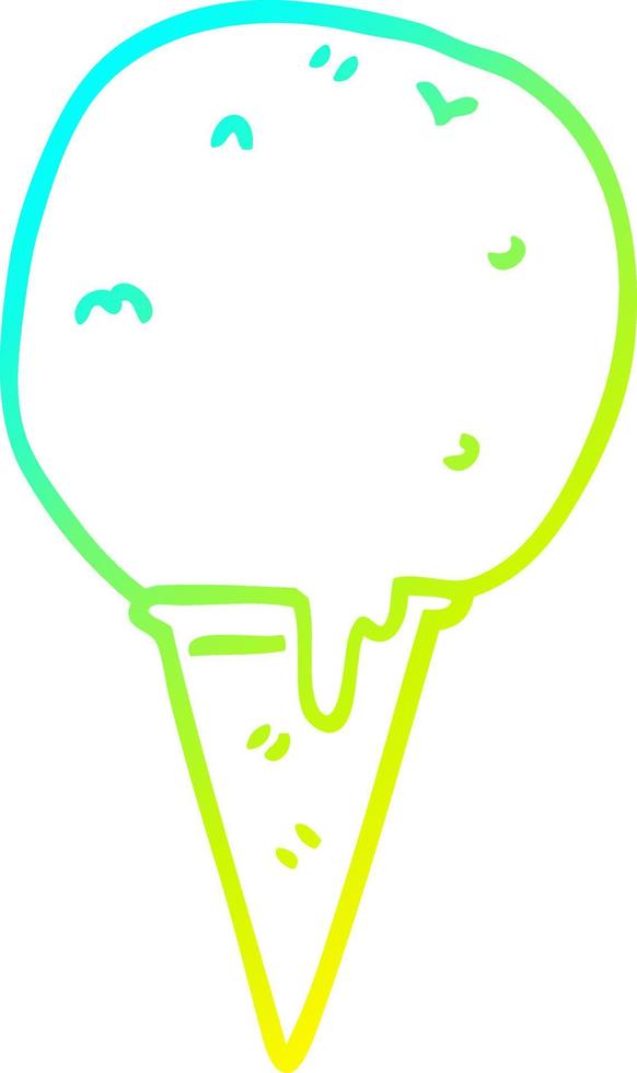 cold gradient line drawing cartoon ice cream cone vector